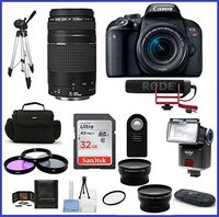Canon EOS Rebel T7i DSLR Camera with 18-55mm Lens Video Creator Kit + 75-300mm III Lens + Telephoto & Wide Angle Lenses + More