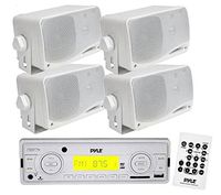 In-Dash Marine AM/FM Radio USB/SD Stereo Player Recevier Aux-In (for iPod/MP3) W/ Remote + 4 x 3.5'' 200 Watt 3-Way Weather Proof Mini Box Speakers
