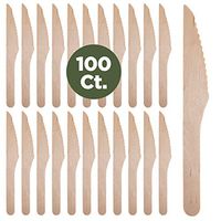 Prexware Biodegradabel Eco-friendly Go green Birchwood Disposable Wooden Knives set of 100
