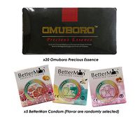 (20) Pack Omuboro Precious Essence Botanical Beverage Mix Pomegranate Powder with Butea Superba + FREE (5) Box BetterMan Anion Condom