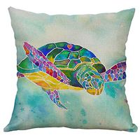 Kaiye Square Pillow Cases, 100% New 2019 Marine Life 40x40cm Linen Pillow Covers Pillowcase Home Decorative Throw Cushion Cover
