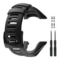 Picowe Suunto Ambit Watch Band Strap, All Black Replacement Strap for Suunto Ambit 1/2/2S/2R/3 Sport/3 Run/3 Peak, Screwdriver Included (Including Screws)