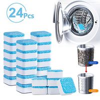 TeeBetter Solid Washing Machine Cleaning Tablets Washer Cleaner Effervescent Tablets for Front & Top Loader Deep Cleaning Remover for Home Bath Room Kitchen (24 PCS)