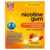 Rite Aid Nicotine Gum, 2mg, Fruit Flavor - 100 Pieces | Quit Smoking Aid | Nicotine Replacement Gum