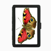 Perfection In Style Black Color Metal Cigarette Case Vintage Butterfly Design 006