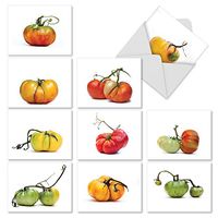 The Best Card Company - 10 Blank Food Note Cards Boxed (4 x 5.12 Inch) - All Occasion Assortment, Bulk Set - You Say Tomato M2365OCB