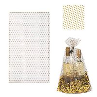 Gold Cello Bags Clear with Polka Dots Large Gift Sack 10 L 6 W 18 H Inch Pack of 12