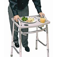 Dinner Transport Tray for Walker, Raised Edges, Two Recessed Cup Holders: Gray