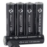 Lithium AAA Rechargeable Batteries with Micro USB Charging Port 1.5V/ 400mAh, 1000 Cycle 1h Quick Charge (4AAA)