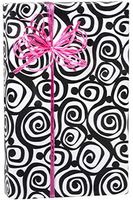Black and White Bohemian Swirl Gift Wrap Wrapping Paper-12ft Folded Sheet w.Gift Tags
