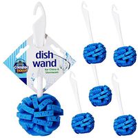 Compac’s Dish Wand China Scrubbing Sponge - Cleans Your Dishes & Glassware Like Magic, Unique Round Ball Shape for 360 Degree Gentle Cleaning (Pack of 6)