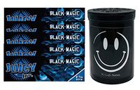 Herb Airtight Container Fresh Kettle with Juicy Jay's Black Magic 1.25 Flavored Hemp Rolling Papers 5 Count DC Crafts Nation- Happy Face