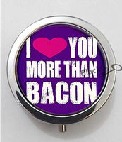 BlackKey I Love You More Than Bacon 3-Compartment Decorative Pocket Gift Box Case Organizer for Pill, Color 1 -743