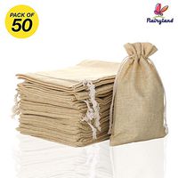 FLAIRYLAND 6 x 10 inch Burlap Bags with Jute Drawstring for Arts Crafts Projects Birthday ChristmasWedding Present Snacks Jewelry Treat DIY | Jute Pouch | 50 Pack