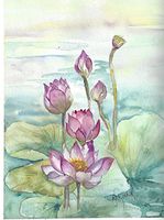 Lotus Blank Note Cards: 6 Blank Artistic Summer Floral All Occasion Watercolor Cards, With Envelopes - Summer Lotus