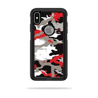 MightySkins Skin Compatible with OtterBox Commuter iPhone Xs Max Case - Red Camo | Protective, Durable, and Unique Vinyl Decal wrap Cover | Easy to Apply, Remove, and Change Styles | Made in The USA
