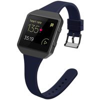 YiJYi Slim Bands Compatible with Fitbit Blaze,Thinner Soft Silicone Band with Metal Frame Replacement Wristband for Women Men Small Large (Large(6.3"-8.3"), Dark Blue/Black Frame)