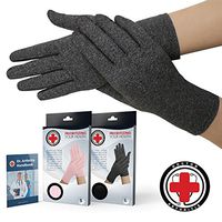 Doctor Developed Full Fingered Arthritis Compression Gloves (Grey) and Doctor Written Handbook - Soft with Mild Compression, for Arthritis, Raynauds Disease & Carpal Tunnel (Small)