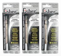 Fisher Space Pen - 3 Pressurized Cartridges Silver Ink Medium Point #SPRSL by Fisher