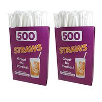 1000 8" Clear Drinking Slim Straws Paper Wrapped Plastic Drink Sipping Stirrer