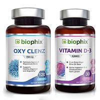 Oxy Clenz 750 mg 120 Vcaps - Free Vitamin D3 5000 IU 30 Softgels - Natural Magnesium Oxide | Gentle Laxative | Healthy Digestive Tract | Regularity Formula | Oxygen Based Colon Cleanse