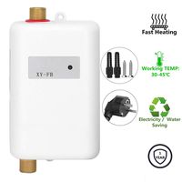 Ginyia Mini Tankless Water Heater, 110V 3000W Hot and Cold Dual-Use Instant Hot Water Heater Stainless Steel Electric Water Heater for Bathroom, Kitchen(US Plug White)