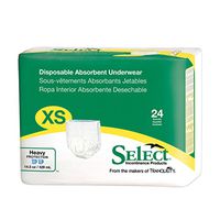 Select Pull-On Disposable Underwear Size Youth (X-Small) Case/96 (4 bags of 24)