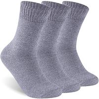 Facool Wide Ankle Socks, Men's Women's Winter Boots Extra Warm Thick Cotton Non-Binding Mid-Weight Diabetic Socks with Seamless Toe(Big and Tall Available) 3 Pairs Light Grey X-Large