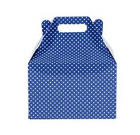 12CT (1 Dozen) Large Biodegradable Kraft/Craft Favor Treat Gable Boxes (Large, Polka Dot Royal Blue)