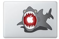 Shark Eating Apple Vinyl Decal/Sticker, Fits 11"/13" Air and 13"/15" MacBooks