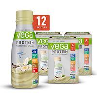 Vega Protein Nutrition Shake Vanilla - Ready to Drink, Plant Based Vegan Protein, Gluten Free, Dairy Free, Soy Free, Vegetarian, Vitamins, Non GMO, 11 Fl Oz (12 Count)
