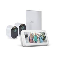 Arlo Ultra - 4K UHD Wire-Free Security 2 Camera System | Indoor/Outdoor Security Cameras with Echo Show 5 (Sandstone)