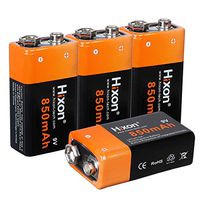 Hixon Rechargeable 9V 850mAh Li-ion Battery for Smoke Detector Multimeter Alarm System(4 Pack)