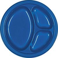 Bright Royal Blue Divided Plastic Plates | 10.25" | Pack of 20 |Party Supply