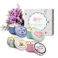Peppi Life Scented Candles Set, Jeasmine,Rose, Lavender and Peach, 2.5oz Each 100% Soy Wax, Gift for Stress Relief and Aromatherapy, 4Packs, Mini,10-15 Hours /1Pack (42.5oz J+R+P+L)