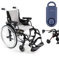 Karman S-Ergo 305 Ultra Lightweight Ergonomic Wheelchair | Upgraded to Elevating Legrests | Seat Size 16" X 17" | Frame Color Pearl Silver & Free 130 dB Matte Blue Personal Safety Alarm/Siren!