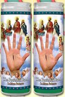 Set of 2 Hand of Power or Helping Hand Prayer Candles 2 Veladoras De La Mano Poderosa