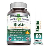 Amazing Formulas Biotin Fast Dissolving Tablets - 10000 MCG Tablets (Non-GMO,Gluten Free)-Supports Healthy Hair, Skin & Nails - Promotes Cell Rejuvenation - Supports Healthy (60 Count, Citrus Flavor)