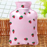 Water Injection hot Water Bottle_1597 Water Injection Explosion-Proof hot Water Bottle Children Student Hand Warmers Cartoon Warm Handbag Small, Strawberry