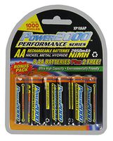 Power2000 XP-10AA 10-Pack AA Rechargeable Batteries, 1.2V Ni-MH, 2950mAh