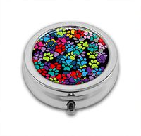 LuxSweet Pill Box,Colorful Paw Pill Case for Purse Pocket Pill Organizer with 3 Compartments Silver 2.1 Inches Portable Vitamin Medicine Case Holder