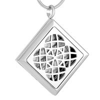 316L Stainless Steel Essential Oil Diffuser Perfume Square Locket Pendant Necklace with Free 12 Pads