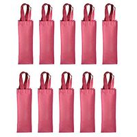Homanda® 10pcs Dark Red Non-Woven Single Bottle Wine Tote Bag Holder, Reusable Gift Bag