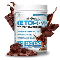 VMI Sports Keto Shake Collagen + MCTs Protein Powder, All Natural Grass-Fed Butter Keto Meal Replacement Shake with Hydrolyzed Bovine Collagen Protein, Chocolate Milkshake, 22.5 Ounce Container
