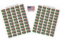 Made in USA! 100 Country Flag 1.5" x 1" Self Adhesive World Flag Scrapbook Stickers, Two Sheets of 50, 100 International Sticker Decal Flags Total (South Africa)