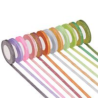 NBEADS 12 Rolls 25 Yards/Roll 10mm Sparkle Ribbon Set, Glitter Metallic Sparkle Polyester Organza Ribbons for Christmas Party Gifts Wrapping Paper Cards Decoration, Mixed Color