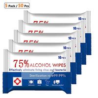 Wet Wipes [5 Packs/ 50 Pcs] Daily Use Cleaning Wet Wipes Disinfectant Wipes for Hand Home House Daily Use