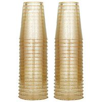 Glitter Plastic Cups Gold Glitter Disposable Cups 12 oz. 100 Pack Clear Plastic Cups Recyclable Wine Glasses for Parties Elegant Plastic Party Cups Wedding Decorations
