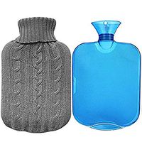 Classic Rubber Transparent Hot Water Bottle 2 Liter - Portable, Reusable with Knit Cover -Gray