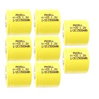 1/2C NICD 1500mAh 1.2V Rechargeable Battery Flat Top 8PC
